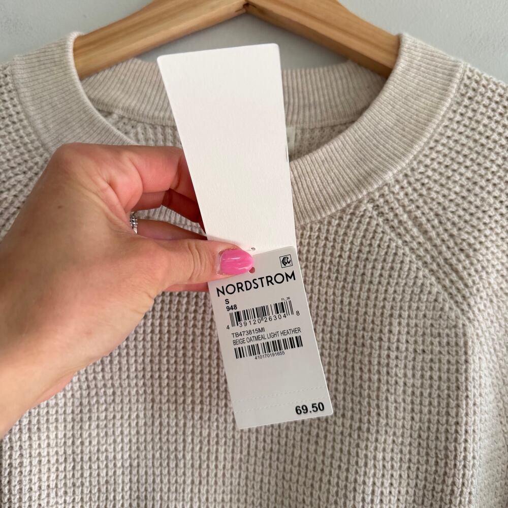 Treasure & Bond Crew Neck Knit Pullover Sweater Beige Oatmeal S NWT - Picture 7 of 9